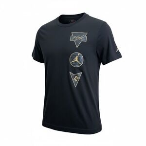 Nike Jordan Boys T Shirt Black‎ Gold Flight Jumpman Logo Size M 10-12 YRS